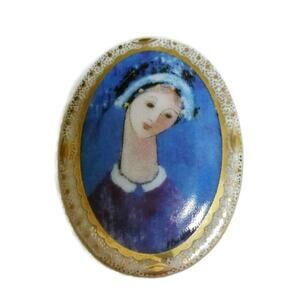 P Buckley Moss BLUE MADONNA Brooch Pendant Anna Perenna 10th Anniversary